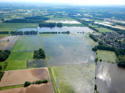 Überschwemmte Felder östlich von Ringenberg bei Hamminkeln / Wesel